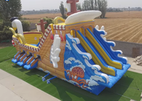 Château gonflable en PVC en forme d'oie, personnalisé par l'usine QY, avec toboggan et parcours d'obstacles, modèle sur le thème de Bluey, 12x6M