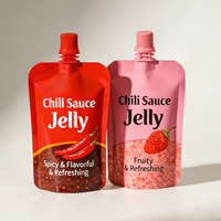 Pochettes souples personnalisées avec bec verseur 10ml 20ml 30ml, qualité alimentaire, recyclables, pour reconditionnement de boissons énergisantes, sauces liquides, sauces chili, gelées