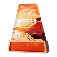 Vente en gros Acrylique vert orange personnalisé personnalisé avec support en bois MH-J0774 trophée en cristal