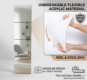 Shatterproof Acrylic Full Length Body <b>Mirror</b> Frameless <b>Plastic</b> <b>Mirror</b> Sheets Self Adhesive Wall Decor HD Reflection - Product Image 1