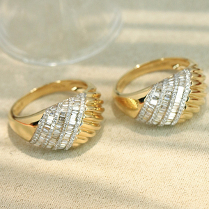 Aazuo – ensemble de bijoux de luxe Vintage en or massif 18 carats, bague et boucles d'oreilles en diamant naturel, cadeau pour femme, fête d'anniversaire, banquet haut de gamme - Product Image 2