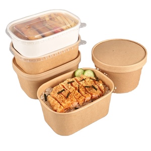 Sinh Thái Thân Thiện Dùng Một Lần Hình Chữ Nhật Vuông Giấy Kraft Bát Salad Lấy đi Thực Phẩm Container Lò Microwave Hình Chữ Nhật Giấy Bát - Product Image 6