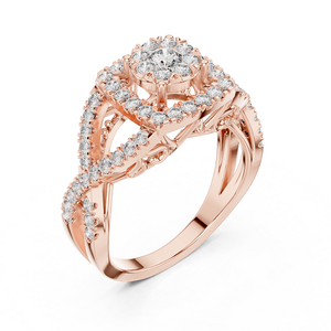 Anillo de Diamantes en Oro Rosa, Joyería Elegante y Brillante para Mujer, Ideal para Regalo de Boda, Compromiso, Aniversario y Uso Diario - Product Image 3