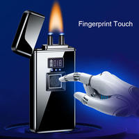 KY Métal Extérieur Coupe-Vent Plasma Usb Briquet Détection D'empreintes Digitales Intelligent Rechargeable Briquet Électrique pour Cigare