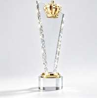 Trophées en verre vierges en gros à prix d'usine, médailles et plaques personnalisées, trophée couronne en cristal coloré pour membre MVP