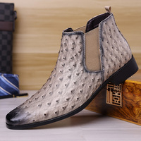 Nouveauté Bottes en cuir décontractées à motif d'autruche pour hommes en stock