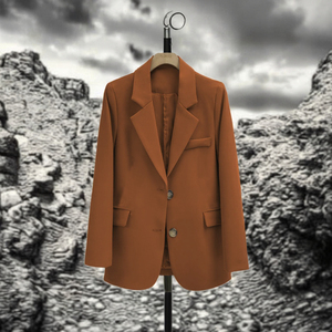 Mujeres 2025 primavera otoño nuevas Blazers de satén casuales Color sólido solo botón trajes de talla grande precio al por mayor técnicas impresas - Product Image 3