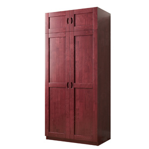Armoire en bois massif à double porte, brun rougeâtre, grande capacité, rangement pour chambre à coucher, design à portes battantes - Product Image 4