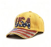 Casquette de baseball USA Letter Rhinestone Star, plusieurs couleurs disponibles, personnalisable
