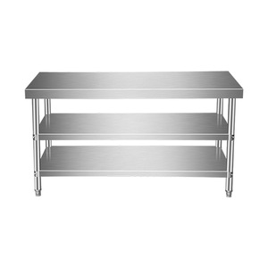 Plan de travail en acier inoxydable pour cuisine commerciale, taille personnalisable, pieds réglables en hauteur, capacité de charge de 100 kg, pour restaurants, cafés - Product Image 2