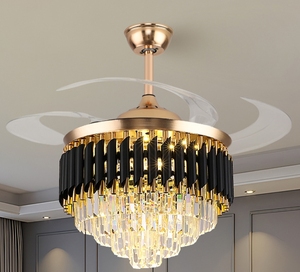 Lámpara de ventilador Invisible de cristal para sala de estar, comedor, luz de lujo para el hogar, lámpara de ventilador de techo nueva atmosférica y de gama alta - Product Image 1