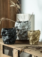 Pot de fleurs en céramique de style Wabi-sabi, créatif, pour bonsaï, succulentes, décoratif, irrégulier, noir naturel, ornement artistique