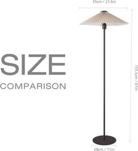 SIMIG Design semplice alta plissettata lampada da terra con paralume in tessuto marrone <span class=keywords><strong>per</strong></span> soggiorno camera da letto o ufficio uso domestico - Product Image 2