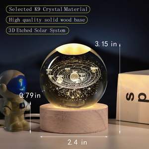 Lámpara de Noche de Cristal 3D con Diseño del Sistema Solar, Decoración Luminosa, Luces LED, Decoración para el Hogar, Venta al Por Mayor - Product Image 2