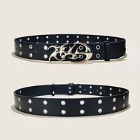 Nouvelle ceinture punk tendance Y2K en cuir PU ajouré pour hommes et femmes - Accessoire mode unisexe grande taille en cuivre, idéal pour offrir