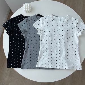 Vendita calda t-shirt estive a maniche corte da donna nuovi top dimagranti alla moda con girocollo a <span class=keywords><strong>pois</strong></span> realizzati in tessuto t-shirt - Product Image 2