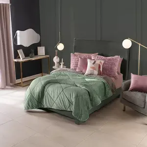 Winter Quilted <b>Blanket</b> XL Jade Green Polyester Synthetic Fiber Reversible Comfortable Indoor Camping Use Machine Washable Unisex - Product Image 3