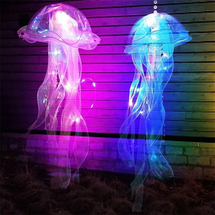 4-Pack Jellyfish Lanterns – Glowing Waterproof Outdoor LED Decor Lamps With Hanging Hooks, Colorful Garden Patio Lights