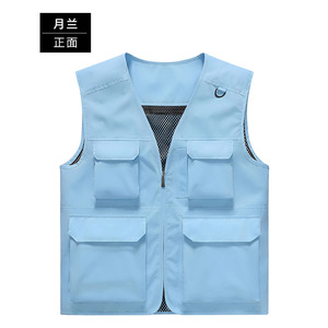 Chaleco deportivo para exteriores, color naranja, con múltiples bolsillos, ligero, de poliéster, para uso diario. - Product Image 2