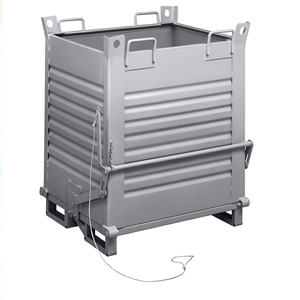 Fami Sheet <b>Metal</b> Container 1000x800x1150 Mm Dark Grey Ral7000 <b>Roller</b> Opening Bottom Industrial Storage - Product Image 3