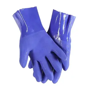 Fully Coated PVC Gauntlet Gloves Liquid Proof Work Gloves for oil machine work