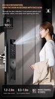 Serrure de porte intelligente WiFi Tuya avec déverrouillage par empreinte digitale, reconnaissance de la veine palmaire 3D, mot de passe et carte-clé pour porte en bois/acier