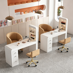 Ensemble de table et chaise de manucure pour salon de beauté moderne avec collecteur de poussière, tables à ongles blanches de luxe, ensemble de table et chaise de manucure - Product Image 4
