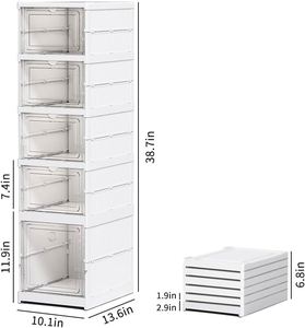 No Assembly Plastic PP Rectangle Eco-Friendly Heavy-Duty Shoe Organizer Rack All-in-one Foldable Stackable Clear Shoe <b>Storage</b> - Product Image 2