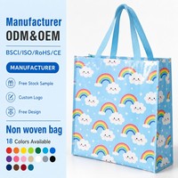 Sac fourre-tout personnalisé en non-tissé laminé, imperméable, impression couleur intégrale, réutilisable, écologique, promotionnel pour le commerce de détail