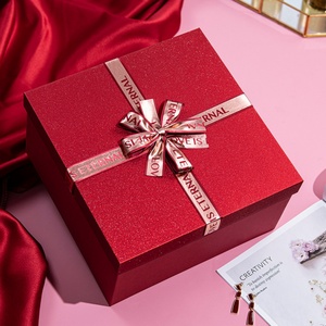 Custom Logo Luxury Wedding <b>Gift</b> <b>Boxes</b> Magnetic Lid <b>Red</b> Black Bowknot Cardboard Rigid <b>Boxes</b> Embossing Recycled Materials - Product Image 3