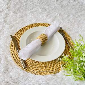 Servilleteros de ratán Vintage ecológicos, Decoración de mesa de boda, servilleteros de mimbre duraderos - Product Image 1