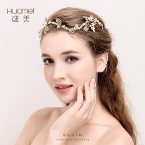 En gros <span class=keywords><strong>Fantaisie</strong></span> À La Main Feuille D'or Bandeau Bijoux De Mariage Mariée Diadème Couronne - Product Image 4