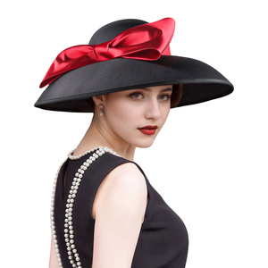 Cappello elegante con fiocco rosso da donna nuovo stile cappello formale per banchetti nuziali Business Kentucky Derby chiesa feste sportive - Product Image 1