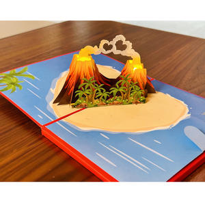 <span class=keywords><strong>Carte</strong></span> pop-up volcan 3D avec lumières LED rouges, cadeau amusant en papier pour femme, mari, petit ami, petite amie pour Noël, anniversaire - Product Image 1