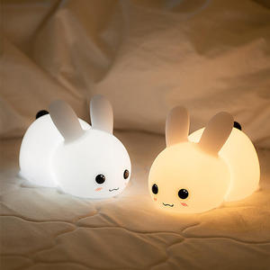 2026 Cute Animal Rabbit LED Colorful lights Night Light Soft Silicone Bedroom USB Rechargeable <b>Lamp</b> for baby Kids - Product Image 5