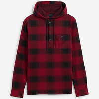 Veste à capuche matelassée en coton à carreaux rouge et noir pour hommes-Vêtements d'extérieur d'hiver décontractés respirants et écologiques avec impression numérique