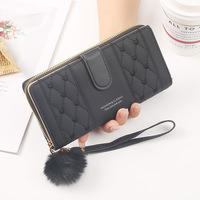 Dompet panjang wanita kulit Pu tempat kartu kapasitas besar pengait ritsleting dompet koin Multi Organizer kartu tas tangan ponsel