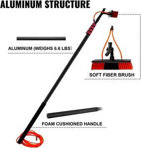 Retractable Aluminum Pole Telescopic Solar Panel Cleaning <b>Brush</b> Water Fed Pole Nylon Bristles Multifunction for <b>Window</b> Cleaning - Product Image 4
