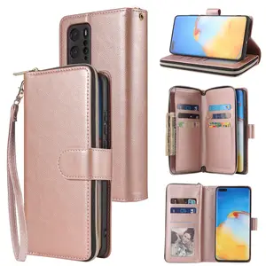 Funda de cuero con tapa para teléfono móvil Huawei, billetera con soporte para tarjetas, para p30, p40pro plus, y7p