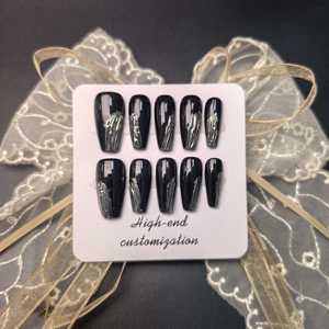 2025新款自有品牌高品质压钉不同尺寸多种设计美甲10pcs手工指甲 - Product Image 4