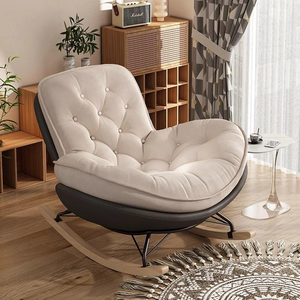 Poltrona a dondolo moderna e semplice in pelle, set di mobili lounge a dondolo per soggiorno domestico - Product Image 2