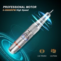 Machine à percer les ongles professionnelle portable 35000 tr/min Rechargeable électrique 35W Acier inoxydable Prise américaine Manucure Pédicure Ongles