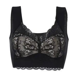 Soutien-gorge de couverture du dos complet du dos froncé dentelle surdimensionnée sans anneau en acier beau soutien-gorge arrière pour femme avec côté rentré