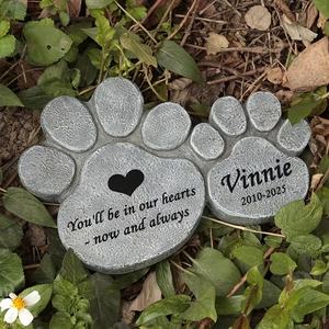 Batu Kenangan Jejak Kaki Hewan Peliharaan Buatan Tangan dari Resin Abu-abu, Hadiah Kenangan Kehilangan Hewan Peliharaan yang Dipersonalisasi, Dekorasi Taman Luar Ruangan untuk Hewan Peliharaan yang Telah Meninggal - Product Image 5