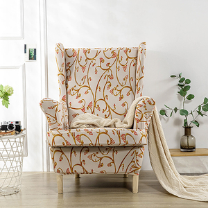 Fabricante chino <span class=keywords><strong>Beige</strong></span> 2 piezas Wingback Chair Slipcover y 1 pieza Rectángulo de almacenamiento Taburete Cover - Product Image 5