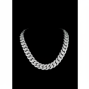 สร้อยคิวบันเพชรโมอิสซาไนต์ขนาด 20 มม. เงินแท้ 925 น้ำหนัก 80 กะรัต ประดับเพชรเต็มเส้น - Product Image 1