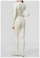 Ensemble de vêtements de sport pour femmes, veste zippée intégrale et leggings, coupe ajustée, ensemble de yoga avec trous pour les pouces, taille haute, tenue de sport 2 pièces