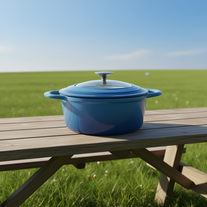 Cocotte en fonte émaillée Db Cookwin 5Qt avec couvercle en verre céramique pour le camping et la cuisine - Product Image 2