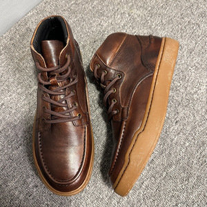 Botas Martin para Hombre, de Cuero Genuino, Punta Redonda, Tacón Medio, Suela Suave, Estilo Retro, Hechas a Mano, Color Marrón Oscuro, para Otoño e Invierno - Product Image 3