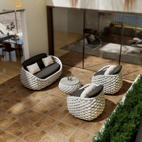 Ensemble de canapés de jardin pour extérieur 5 places Tissage de corde en aluminium pour salon Canapé de patio Meubles de patio Canapé d'extérieur avec table basse